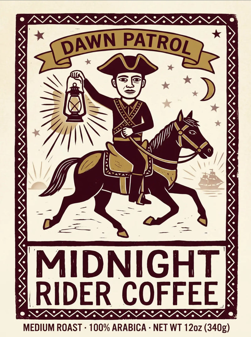 Dawn Patrol medium roast coffee by Midnight Rider Coffee, lifestyle shot showing smooth balanced brew